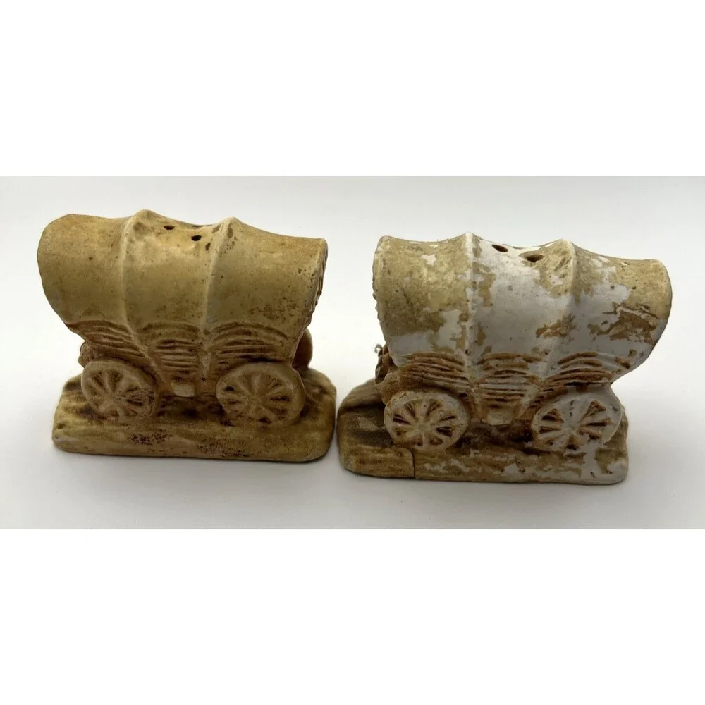 Ma and Pa Outhouse Salt/Pepper Shaker AND Covered Wagons 1949 Shakers